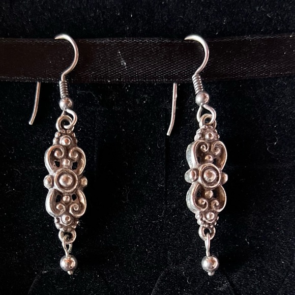 Vintage Brighton Santa Rosa Earrings Beaded Silver Dangle Drop Filigree Beaded - Picture 1 of 2